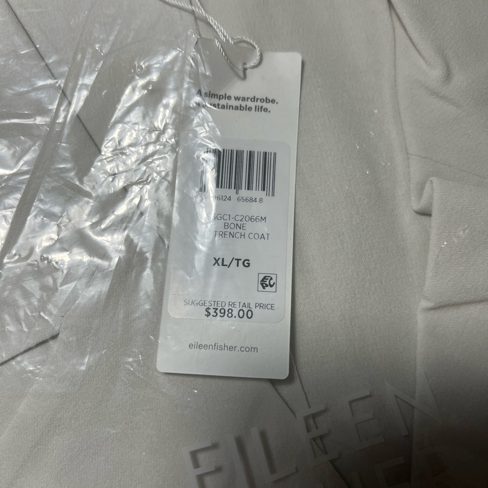 Eileen Fisher Bone Silk Georgette Crepe Trench Coat BNWTS $398.00 NEW BNWTS - Picture 14 of 15